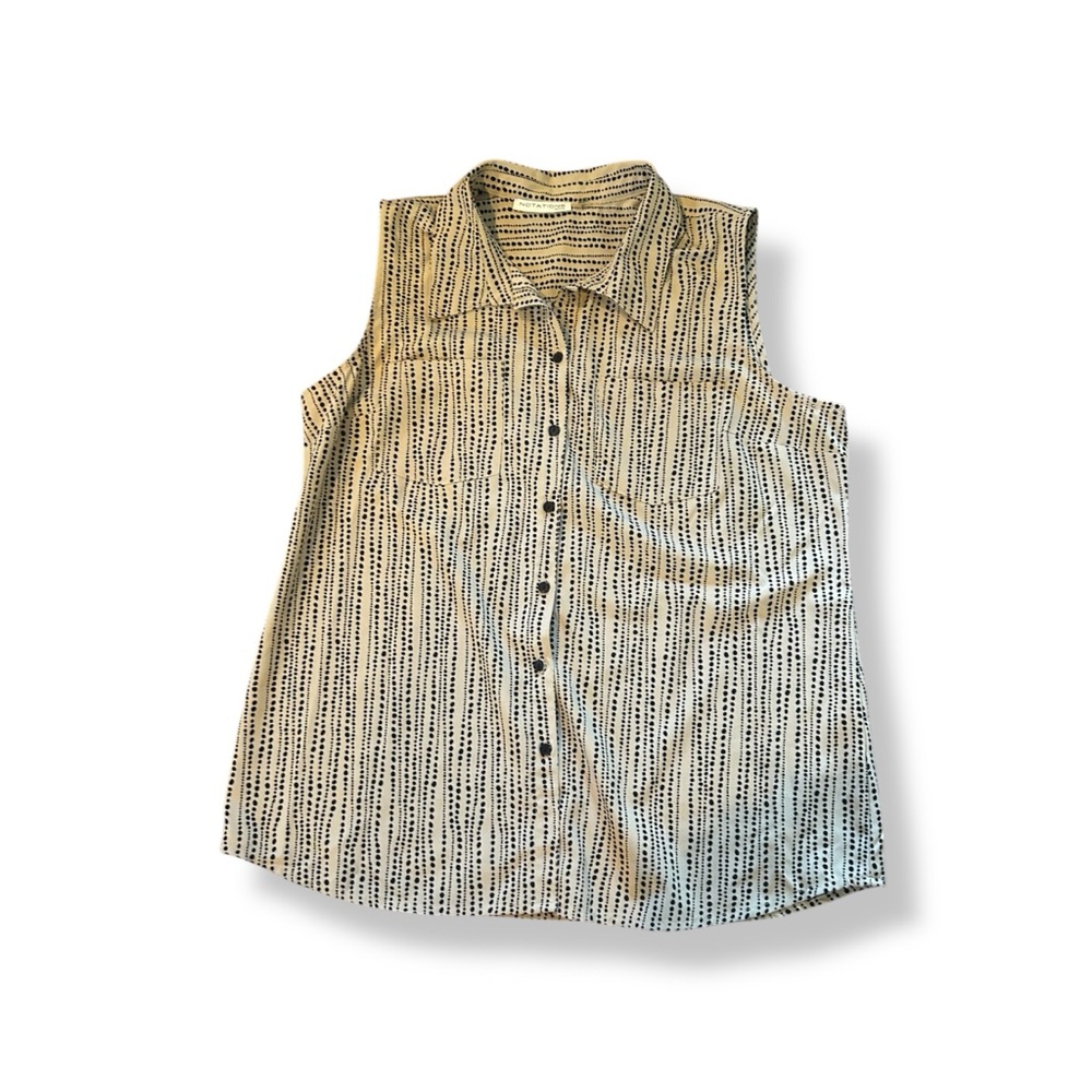 [Notations] BOGO $1 Black and Tan Dotted Sleeveless Blouse